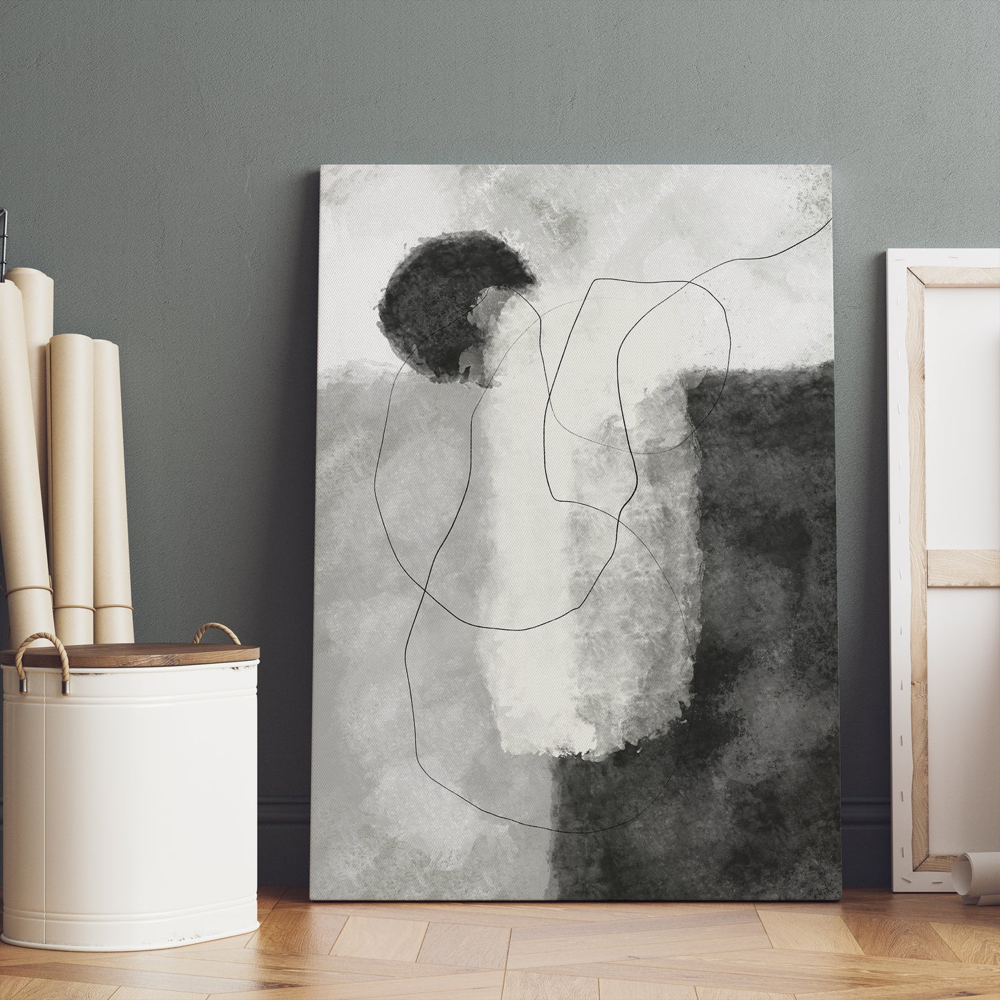 Monochrome Abstract Painting Canvas Print