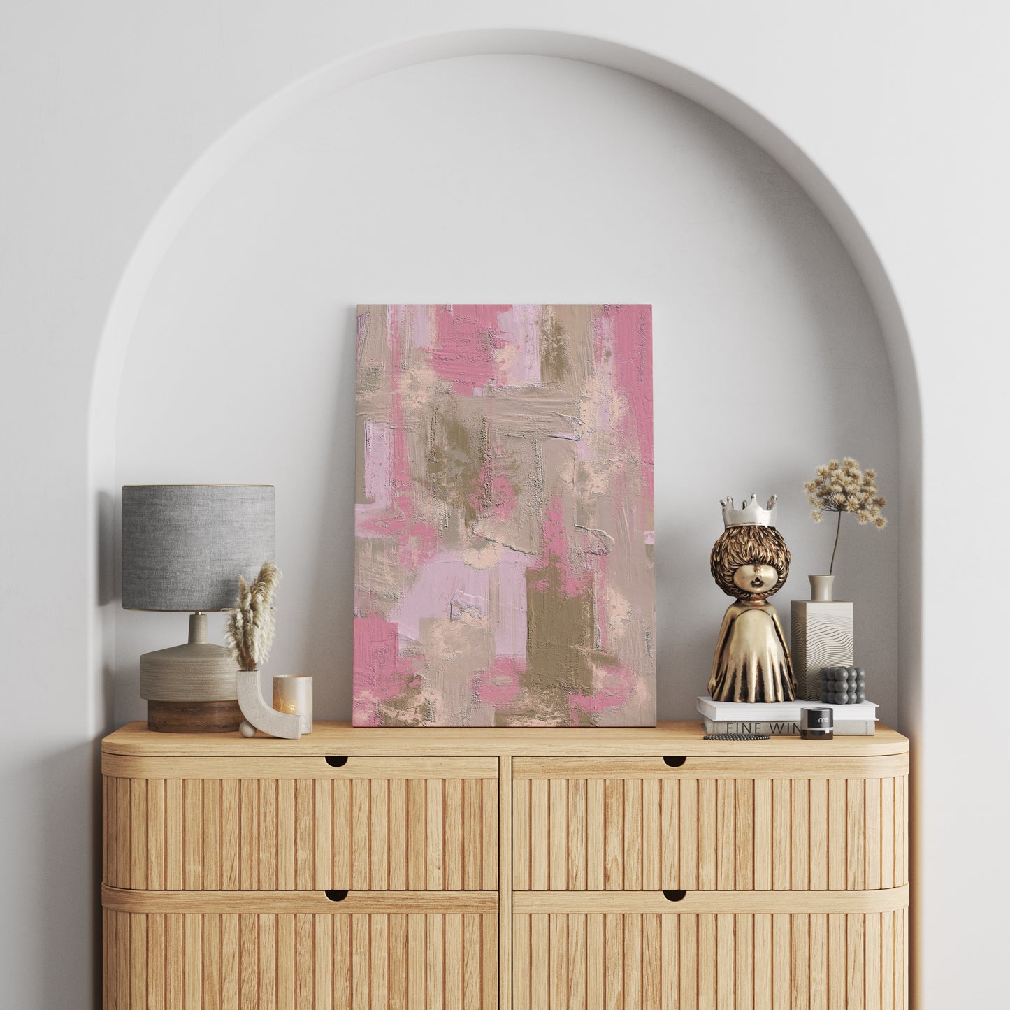 Beige Pink Modern Canvas Painting