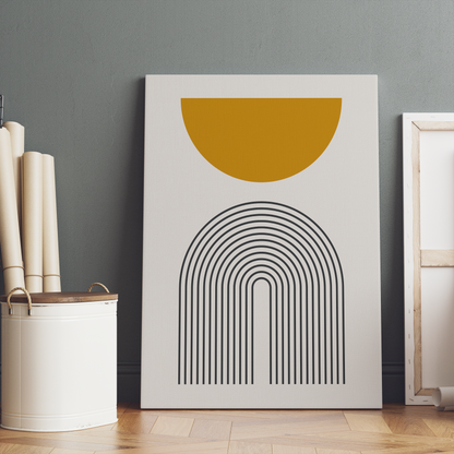 Mid Century Modern Yellow Sun Canvas Print