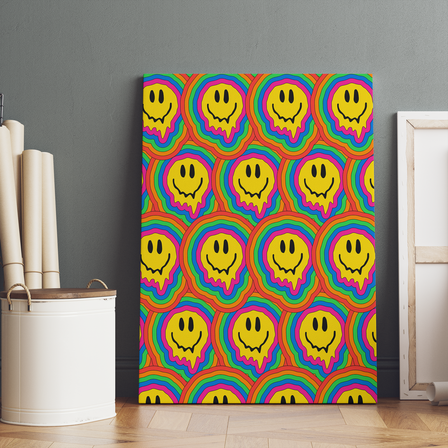 Groovy Psychodelic Smiling Faces Canvas Print