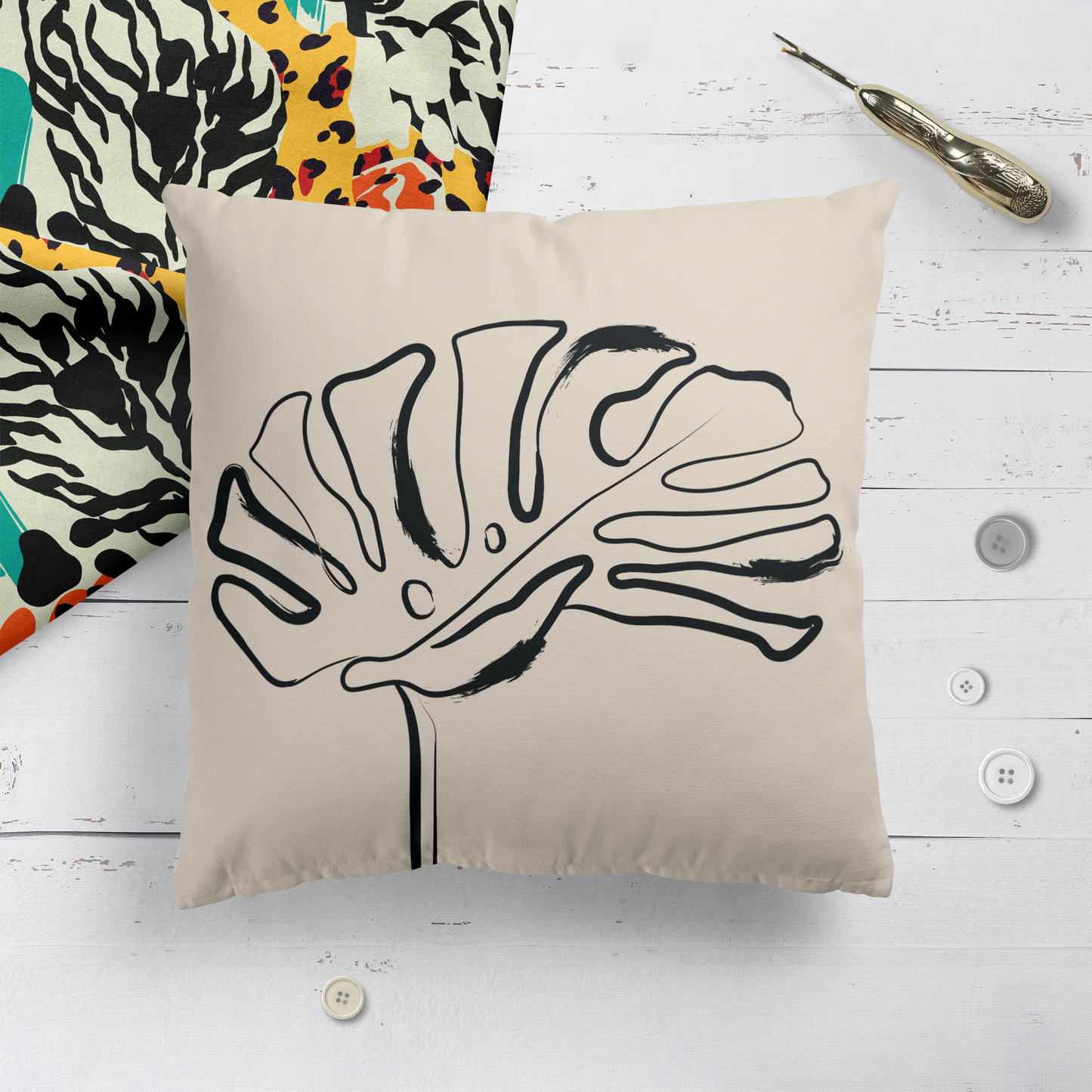 Monstera Leaf Plant Lover Throw Pillow