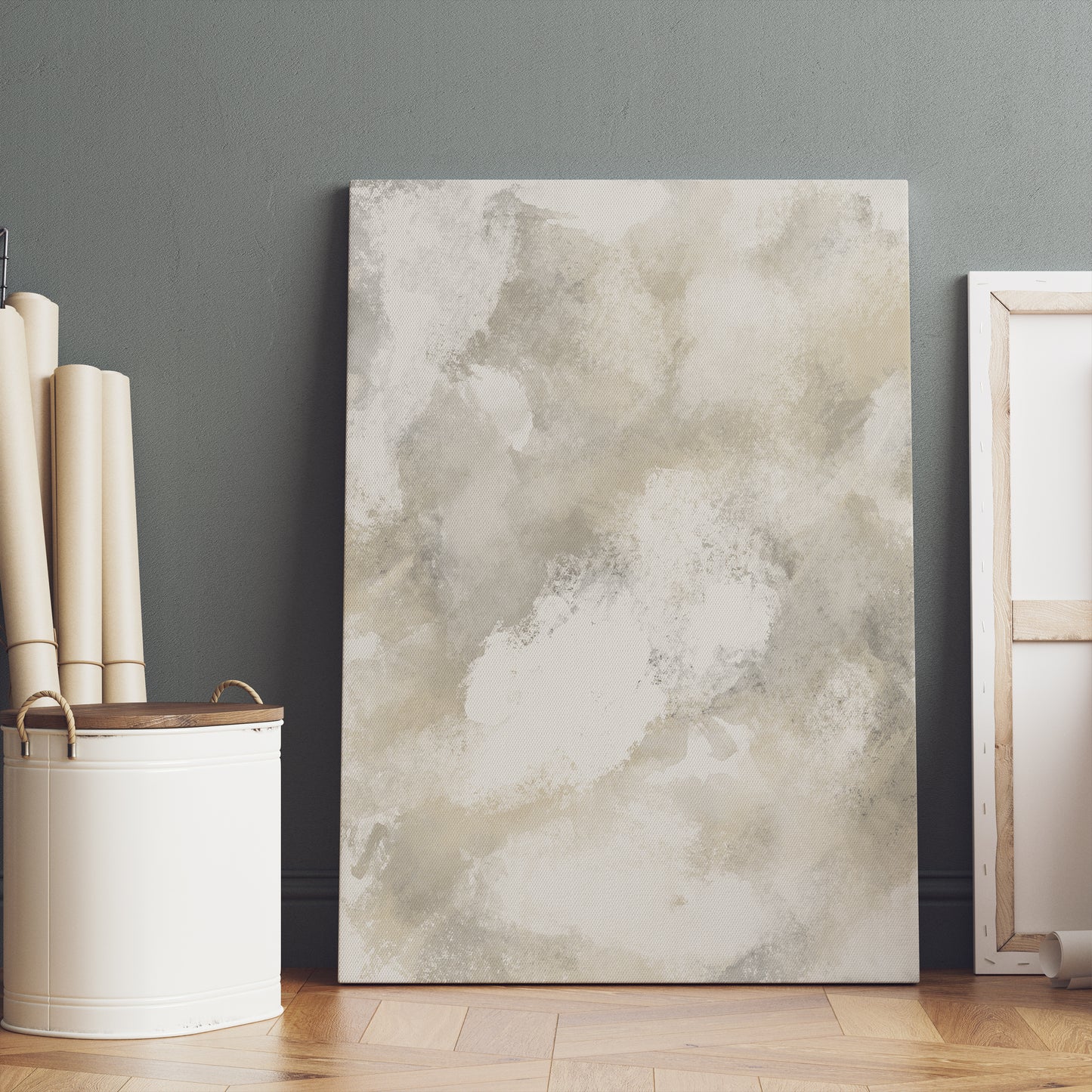 Japanese Beige Abstract Painting Canvas Print