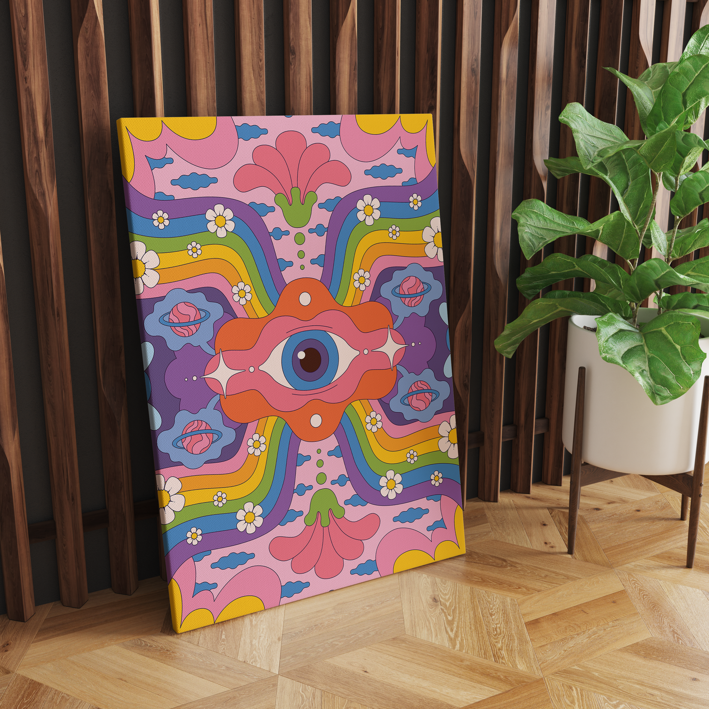 Groovy Psychodelic 70s Illustration Canvas Print