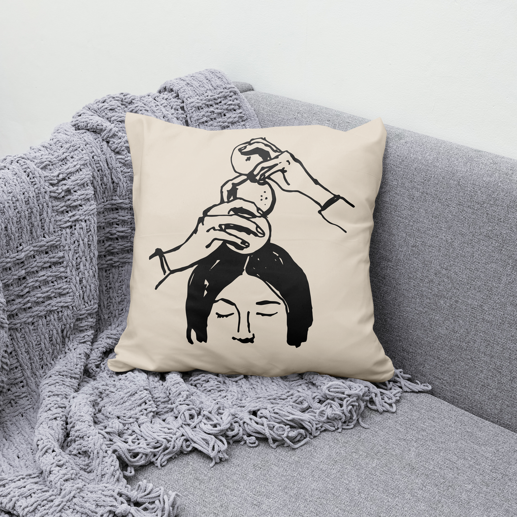 Woman with Oranges Funny Throw Pillow