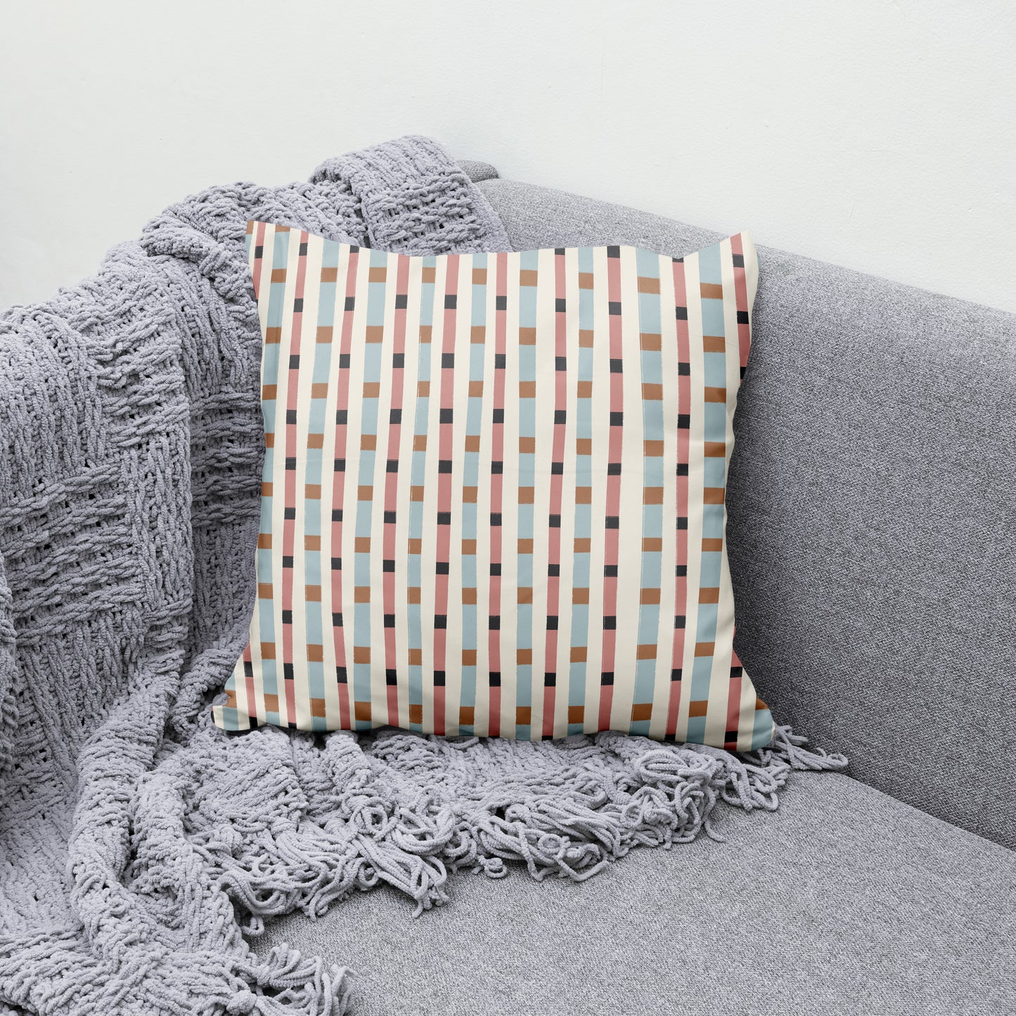 Pastel Minimalist Mid Century Modern Pattern Throw Pillow