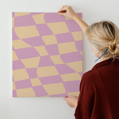 Purple Checkered Retro Art Canvas Print