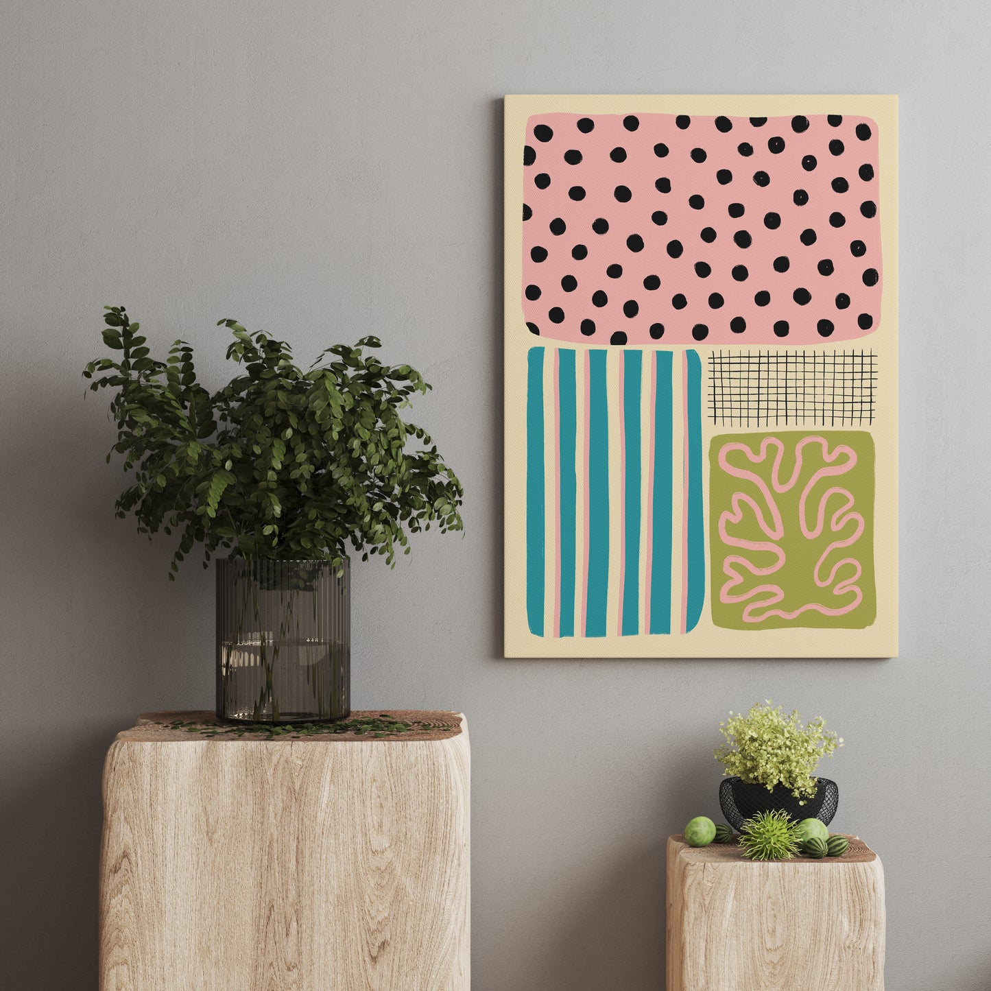 Abstract Colorful Mid Century Modern Canvas Print