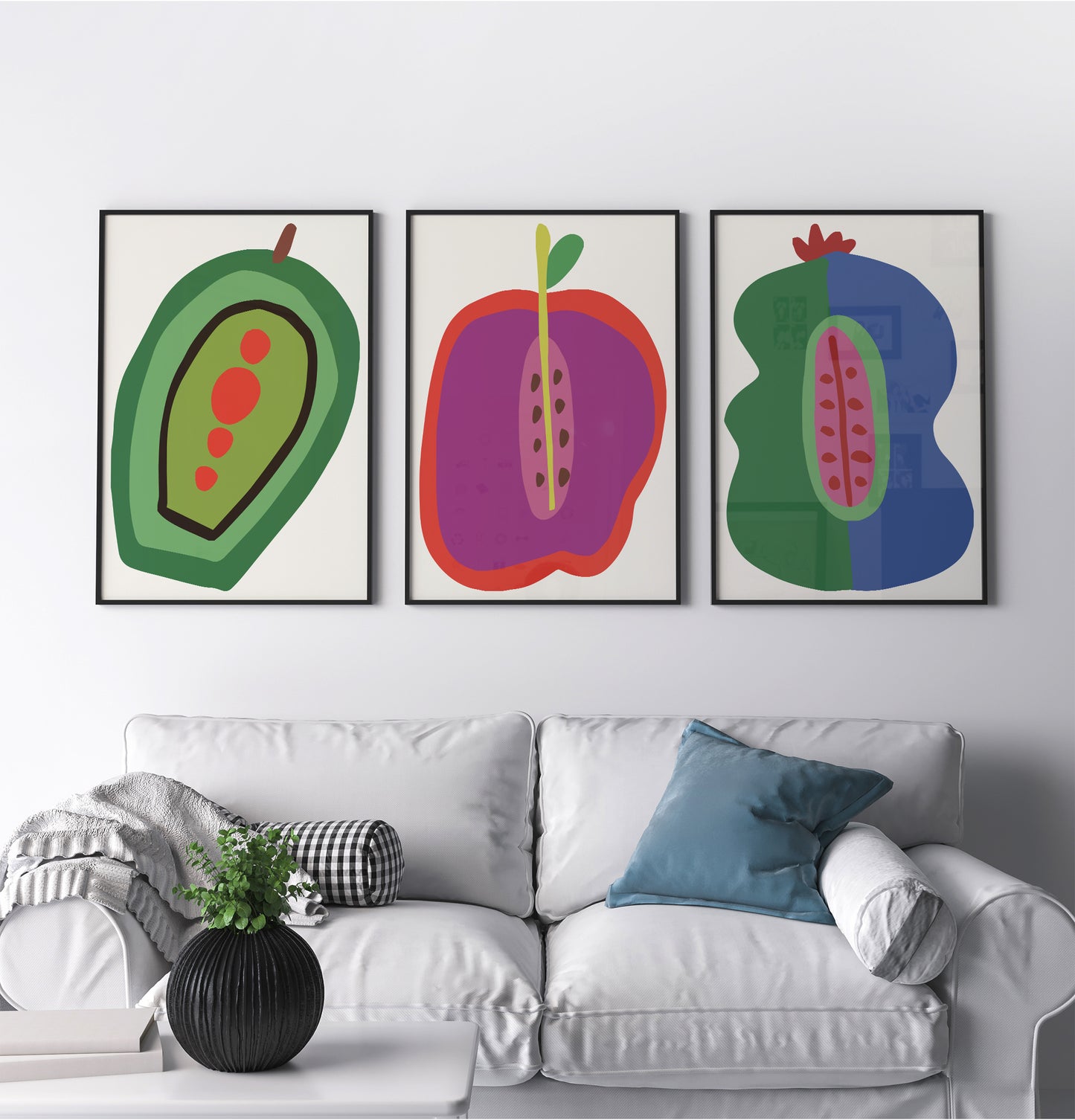 Set of 3 Veggie Cubism Prints
