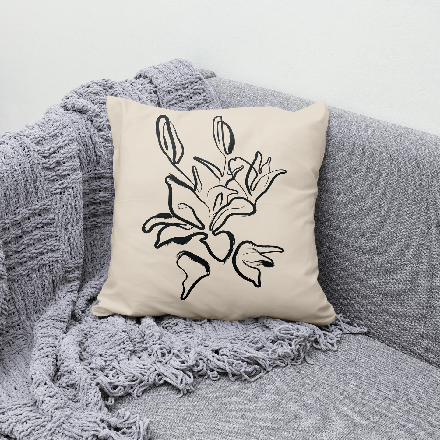 Painted Lily Plant Throw Pillow