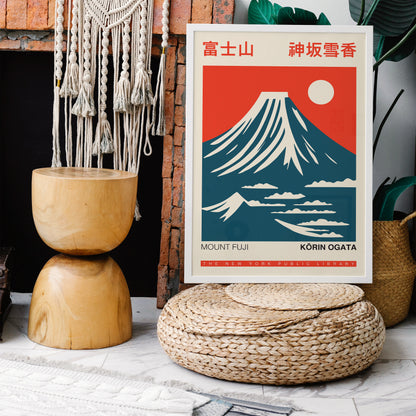 Red Japan Mount Fuji Poster