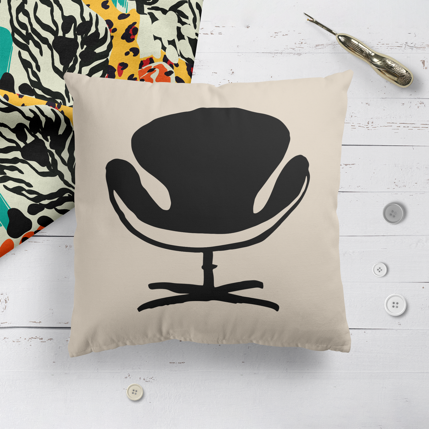 Retro Egg Chair Throw Pillow