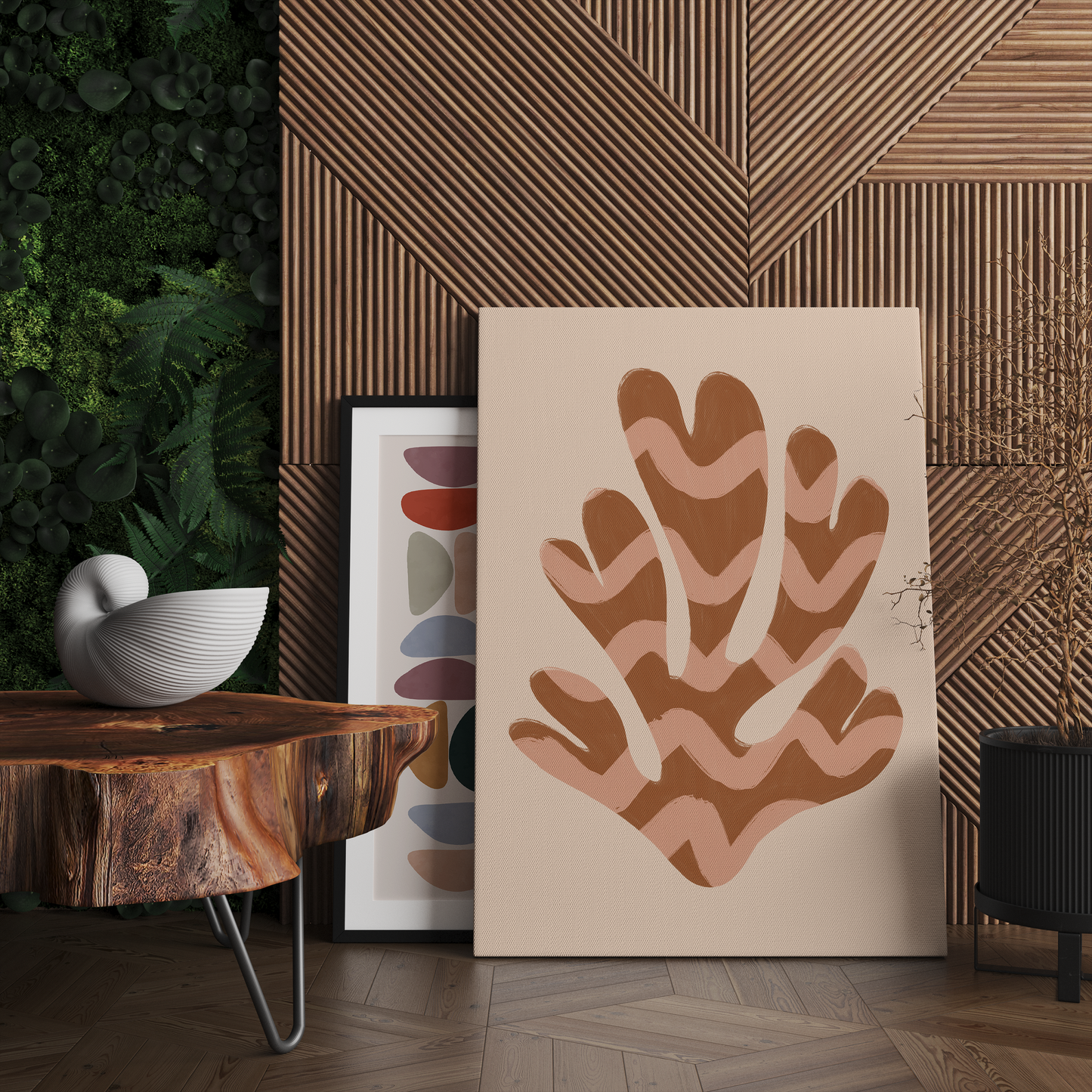 Boho Pink Leaf Nature Canvas Print