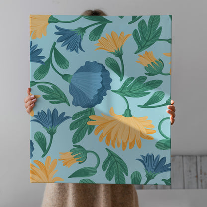 Blue Floral Nature Canvas Print