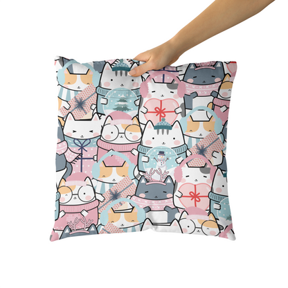Nursery Room Decor Throw Pillow with Cute Cats