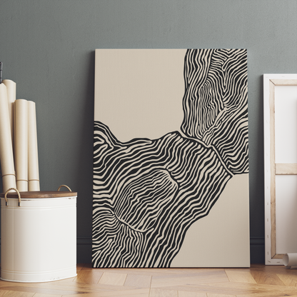 Nordic Black Abstract Modern Canvas Print