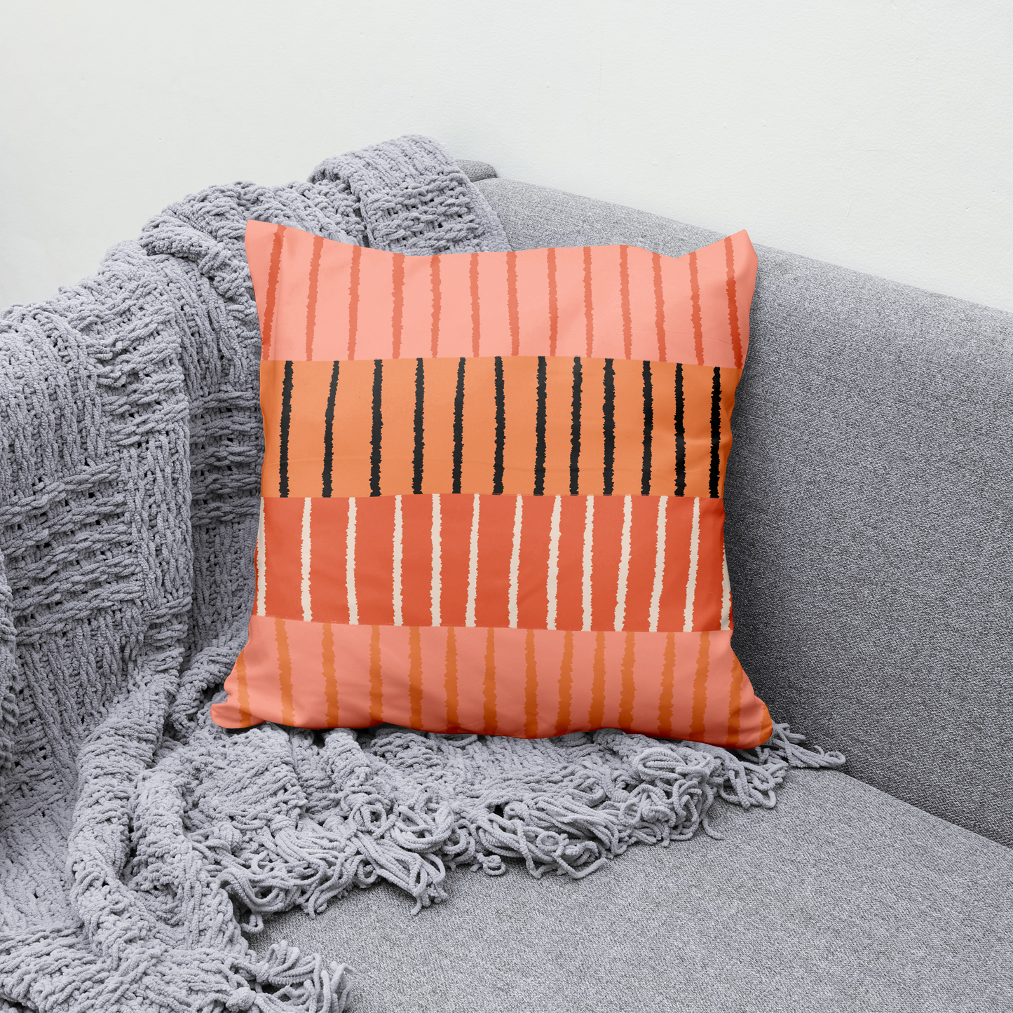 Boho Gypsy Striped Pink Throw Pillow