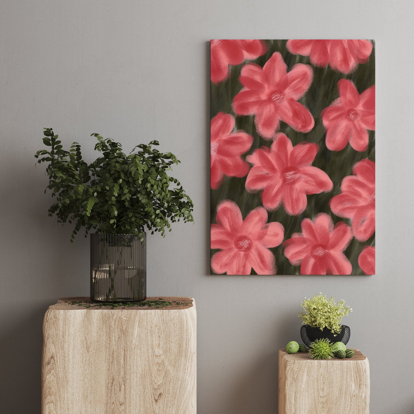 Hand Painted Flowers Feminine Canvas Print