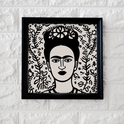 Frida Khalo Black and White Print