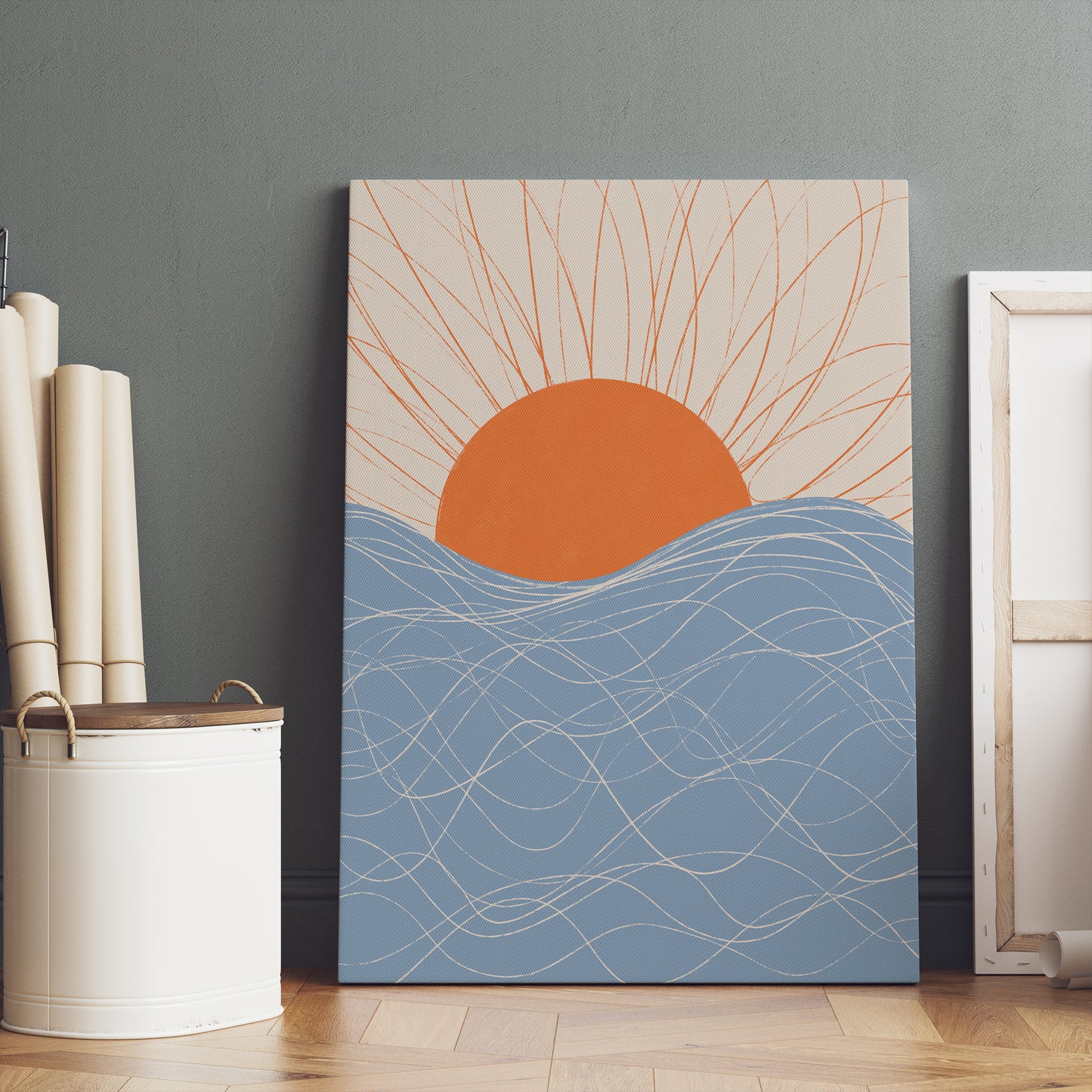 Orange Sun & Blue Sea Canvas Print