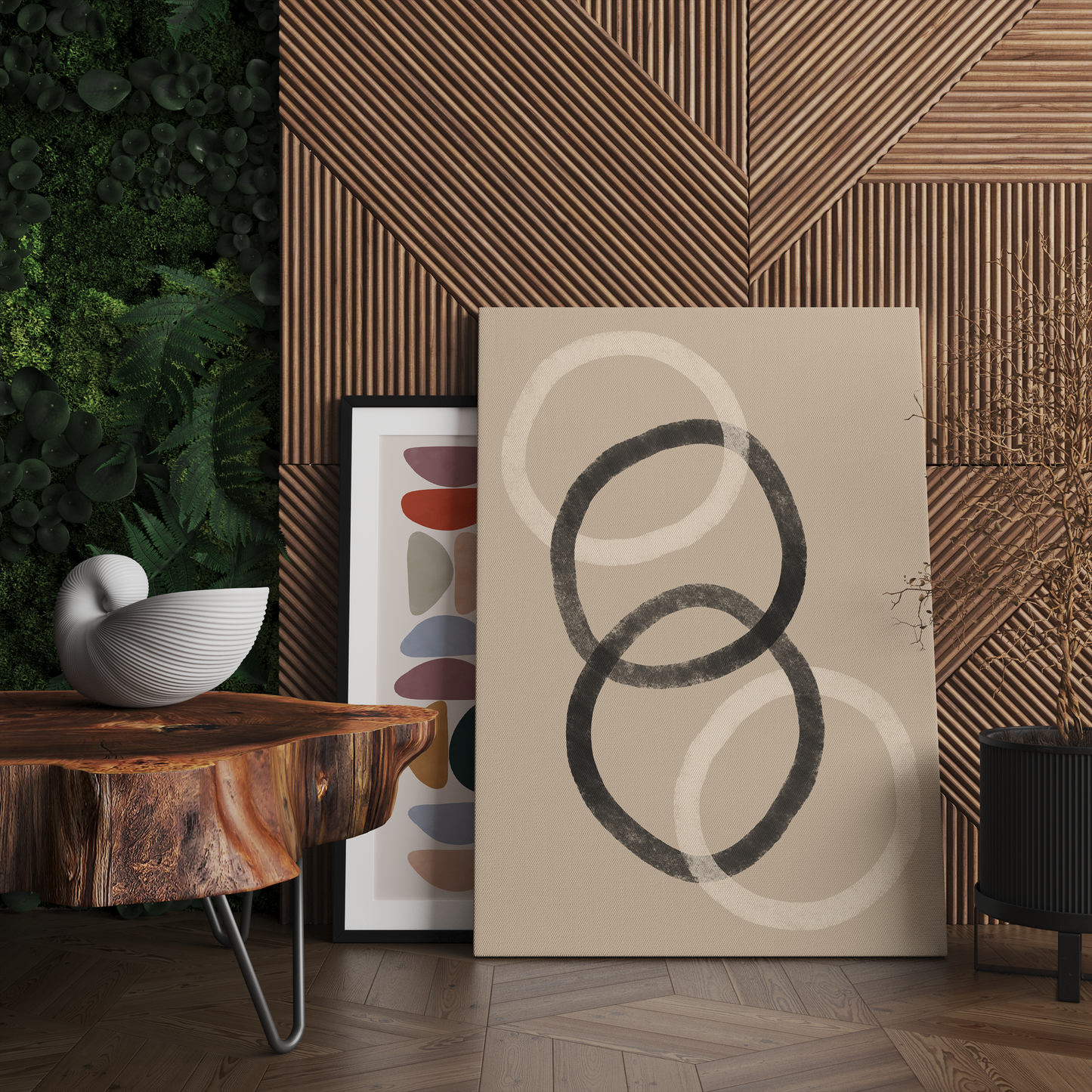 Painted Geometric Minimalism Beige Canvas Print