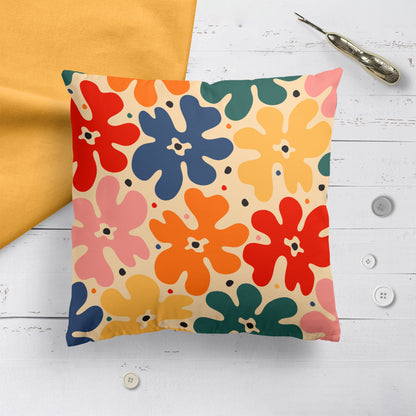 Throw Pillow with Retro Flowers