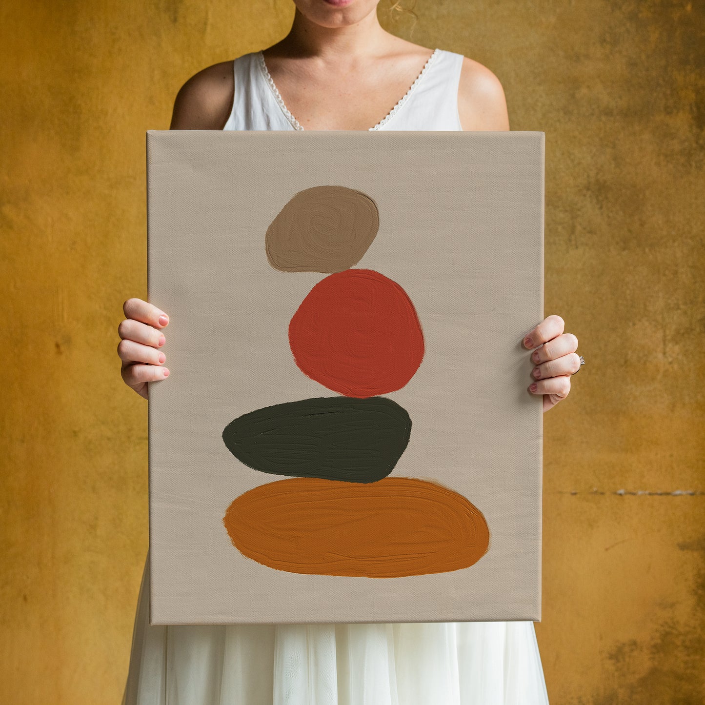 Hand Painted Modern Stones Canvas Print