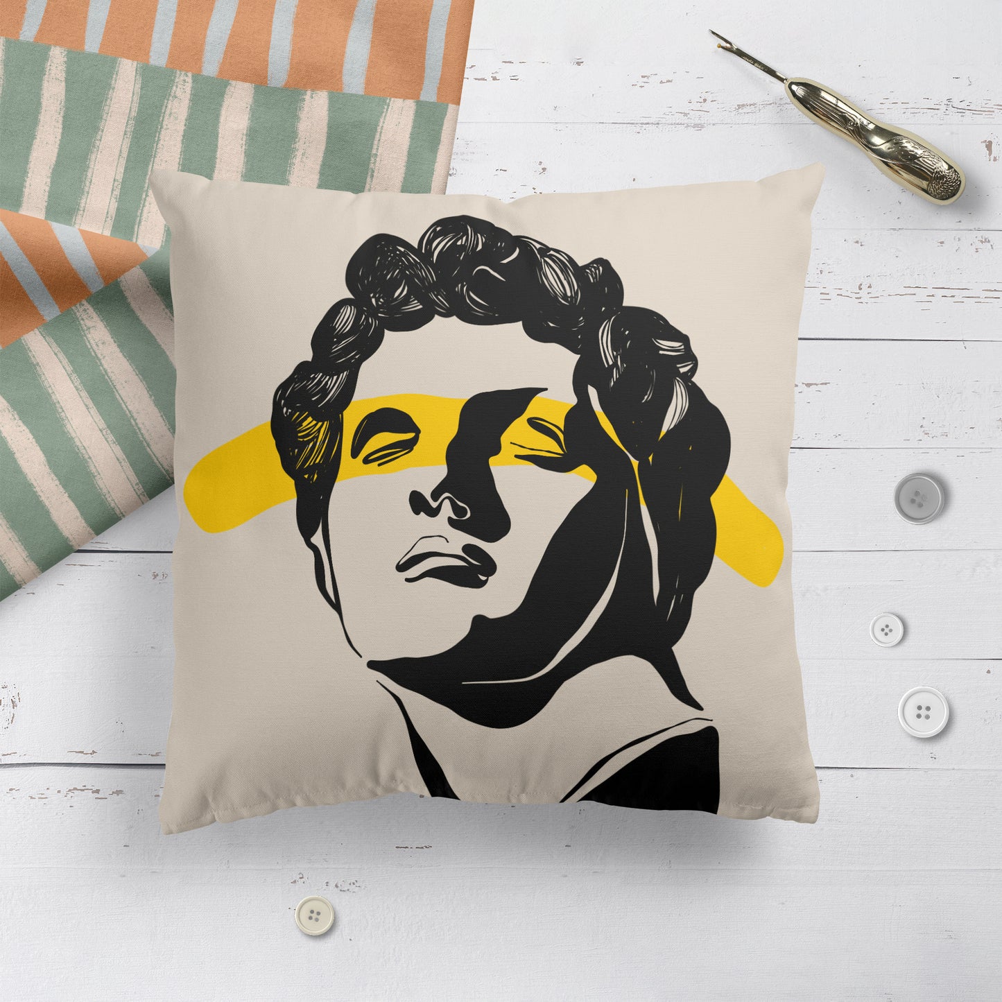 Eclectic Ancient David Sculpture Throw Pillow