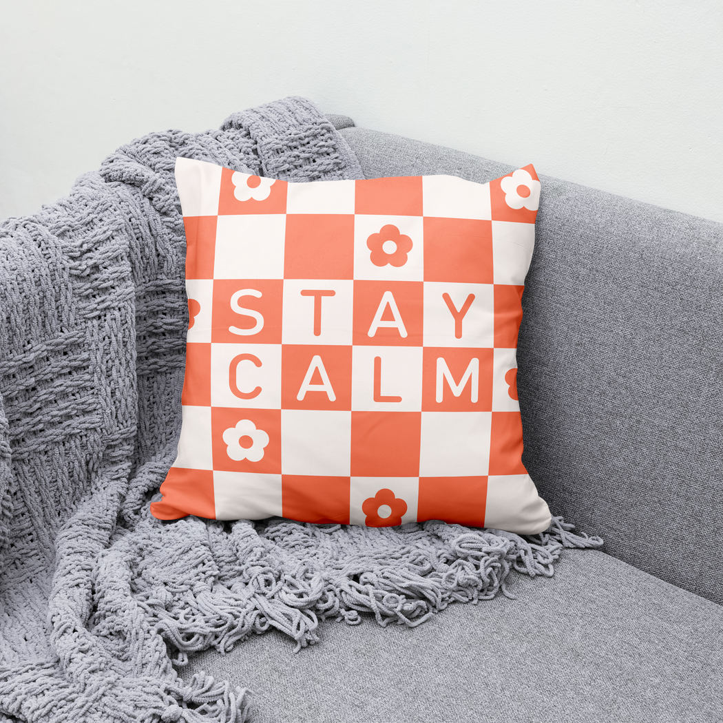Stay Calm, Retro Throw Pillow
