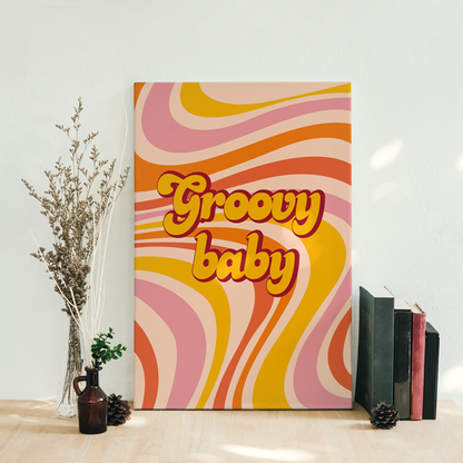 Colorful Retro Groovy Baby Canvas Print