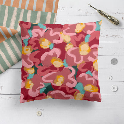 Colorful Flowers Pattern Throw Pillow