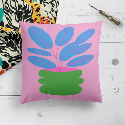 Pink Modern Flowers Throw Pillow