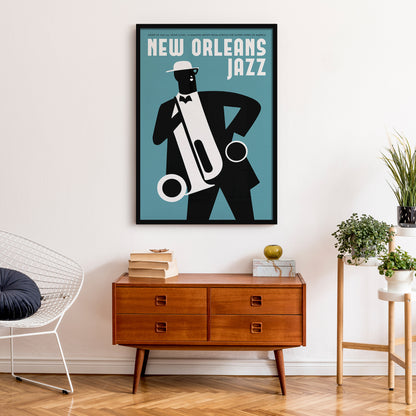 New Orleans Jazz Musician Blue Poster