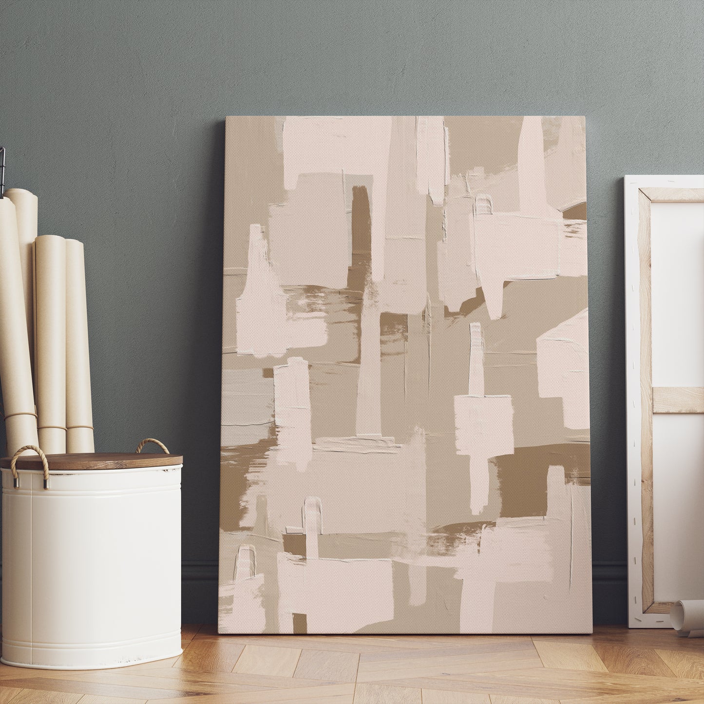 Beige Brushstrokes Painting Canvas Print