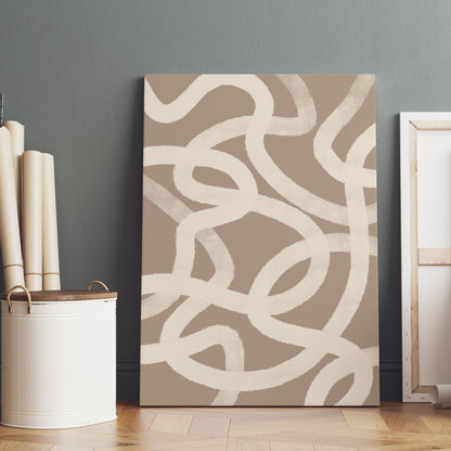 Beige Abstract Lines No.2 Canvas Print