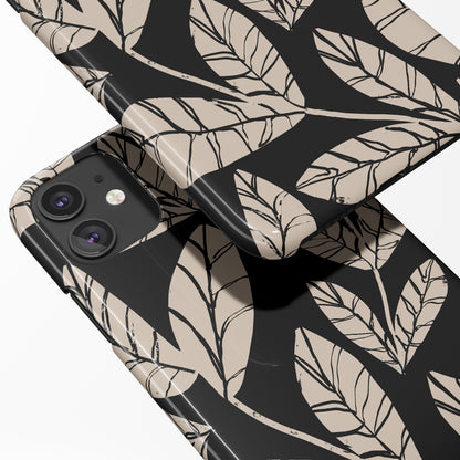 Painted Black Floral Pattern iPhone Case