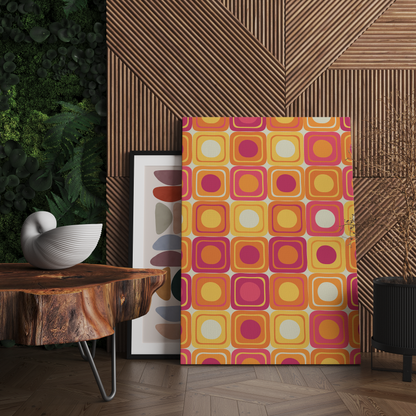 Retro 60s Colorful Artistic Pattern Canvas Print