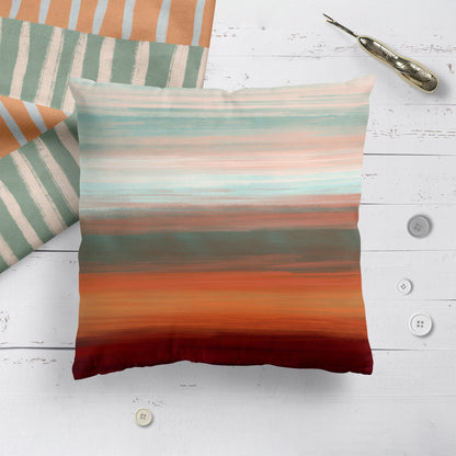 Farmland Sunset Hand-painted Throw Pillow