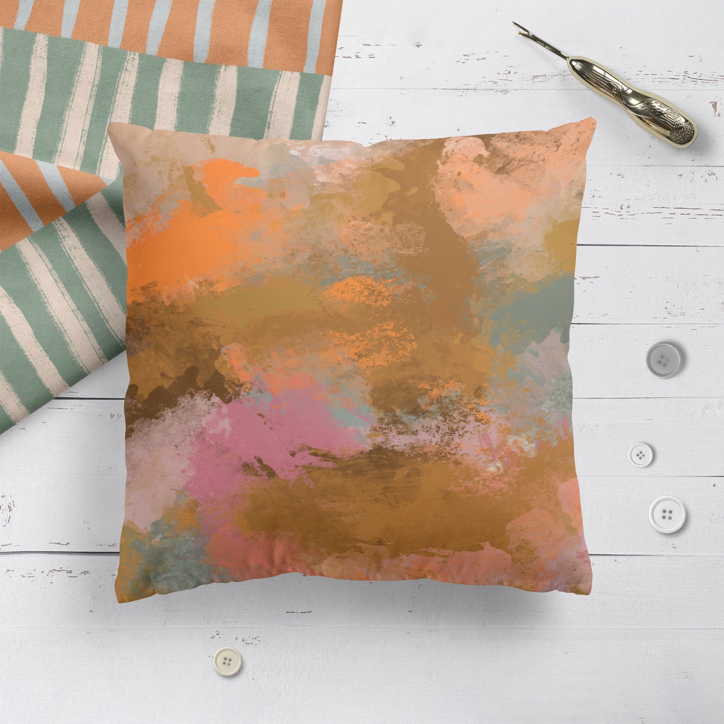 Painted Boho Abstract Art on Throw Pillow