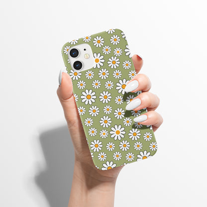 Green Vintage Daisies iPhone Case