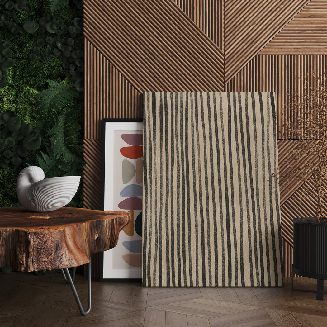 Beige and Black Striped Canvas Print