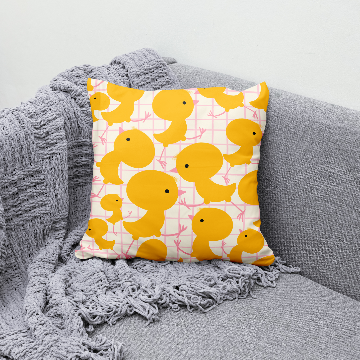 Cute Little Chicken Pattern Throw Pillow