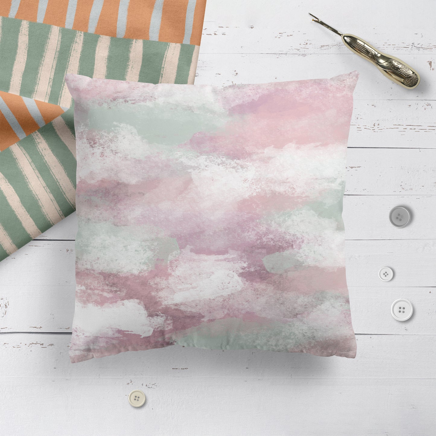 Bright Hand Painted Abstract Gradient Throw Pillow