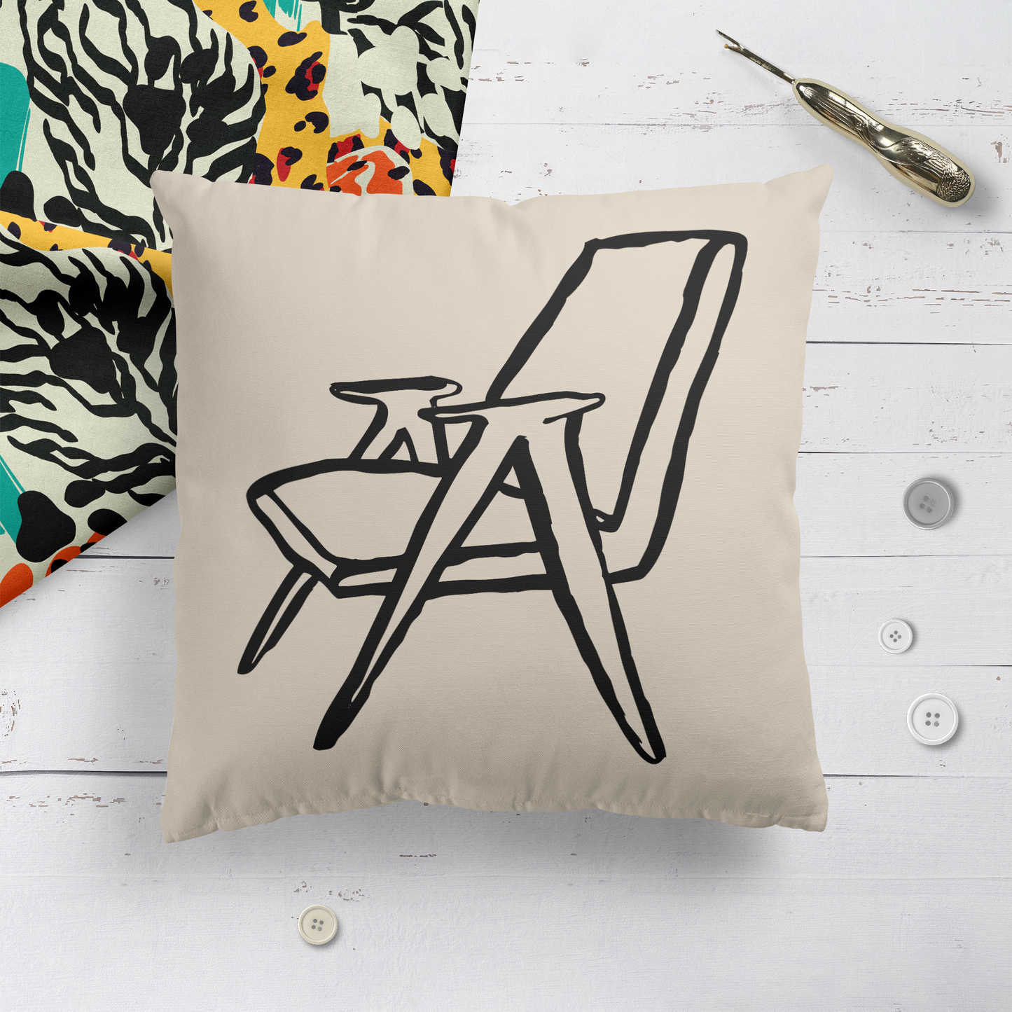 Retro Chair Danish Design Throw Pillow