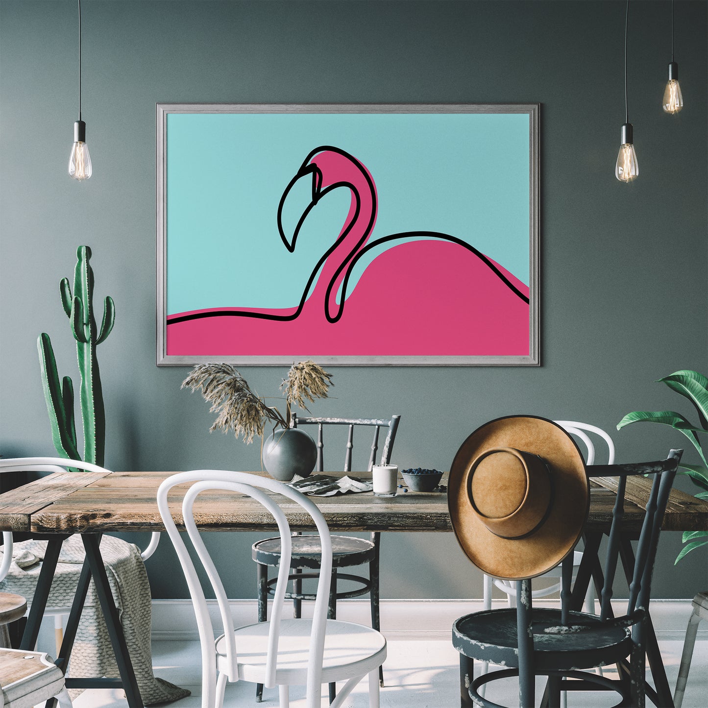 Flamingo Line Art Print