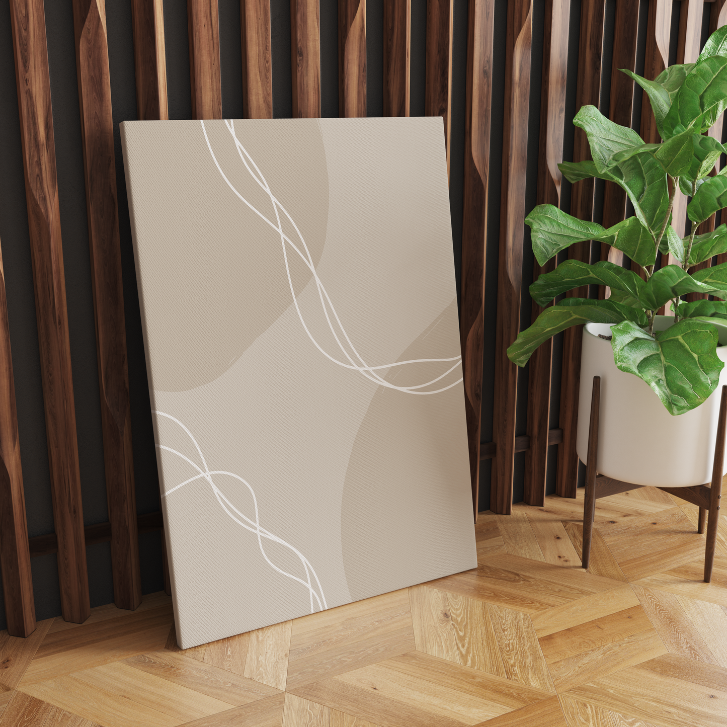 Beige Shapes Modern Canvas Print