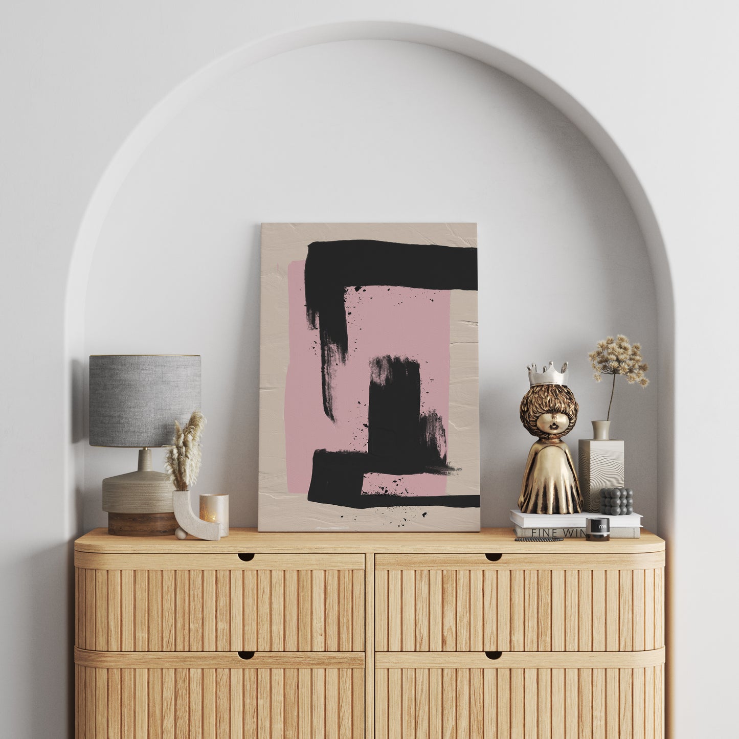 Pink Modern Abstract Painbrushes Canvas Print