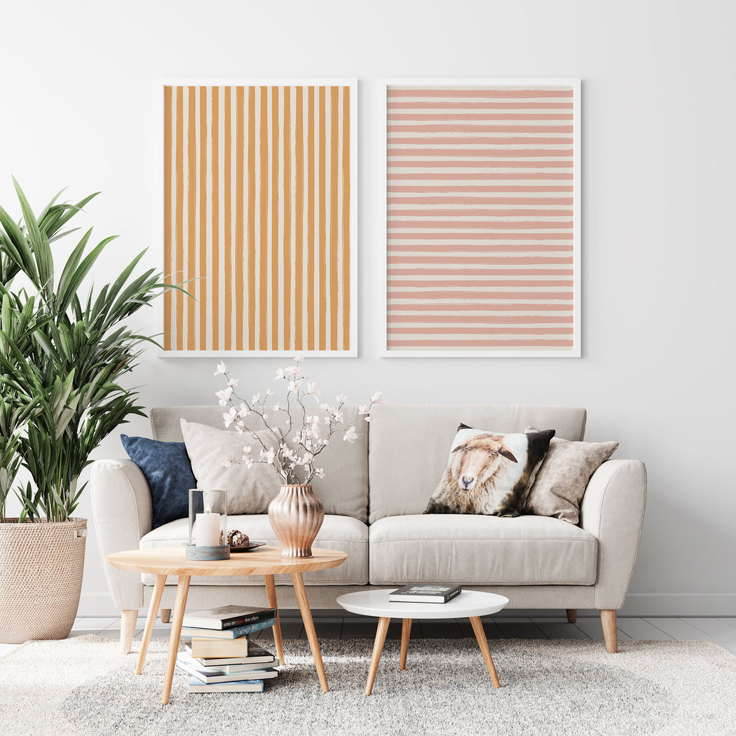 Set of 2 matching pastel abstract posters
