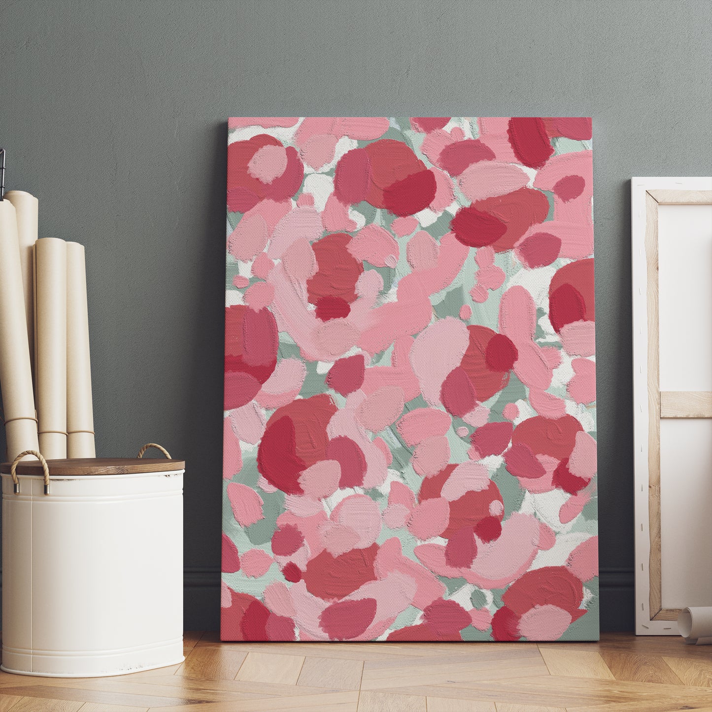 Hand Painted Pink Abstract Botanical Canvas Print