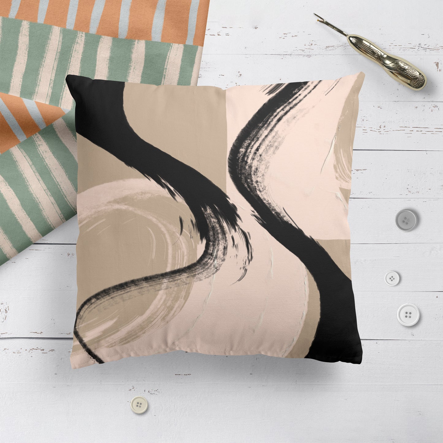 Scandinavian Brushes Modern Art Throw Pillow