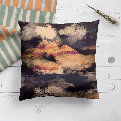 Sunset on the Beach Abstract Painting Art Throw Pillow